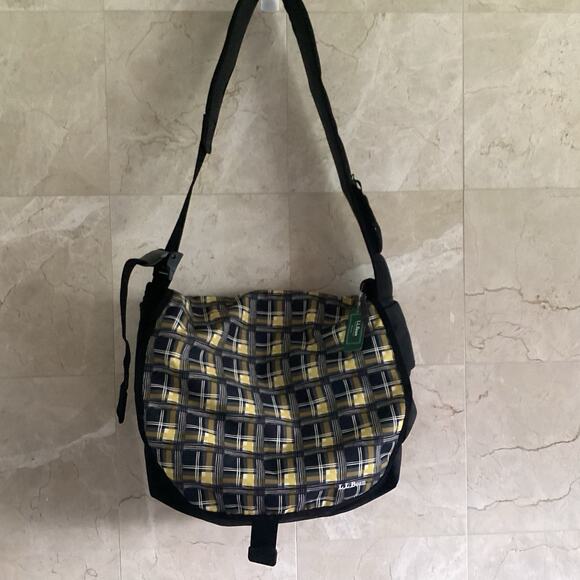 LL.Bean Yellow Plaid Messenger Bag NWT - Clueless Gorpcore Preppy Christmas Gift - Picture 2 of 11